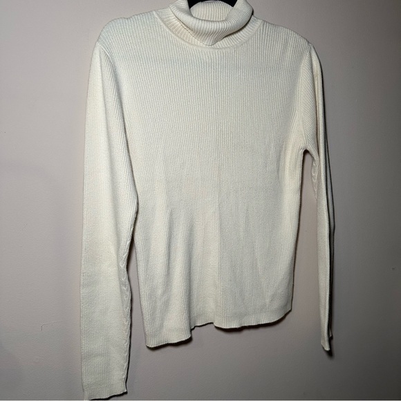 GAP 100% Cotton Ribbed Long SleeveTurtleneck Butter Yellow Sweater Size M - Picture 3 of 14